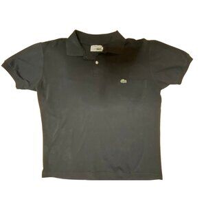 LACOSTE BLACK POLO SHIRT, CLASSIC CROCODILE LOGO, LARGE, UNISEX